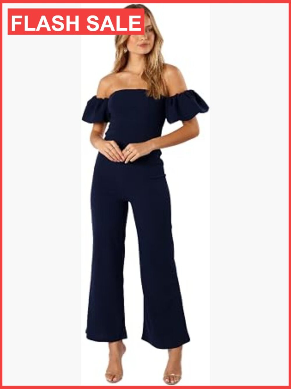 Off Shoulder Maxi Jumpsuit Size XS Cap Sleeve Stretch Polyester